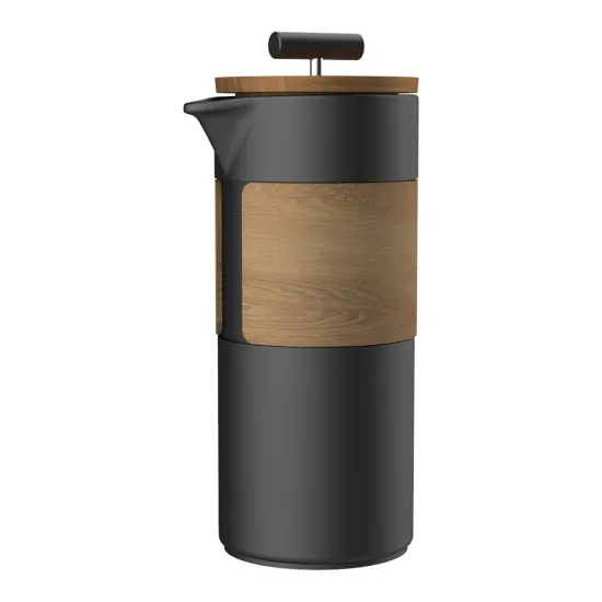 DHPO Portable Ceramic Coffee French Press Travel Set with Wooden Sleeve and Lid - New Arrival