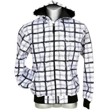 Men's Check Printed Fleece Jackets/Hoodies