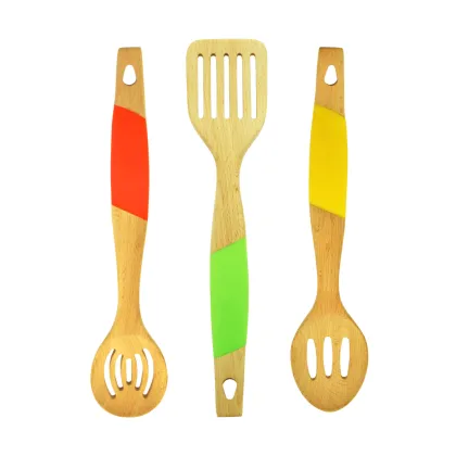 2019 hot sale Spoon wooden kitchen cooking tool sets with bamboo or wooden