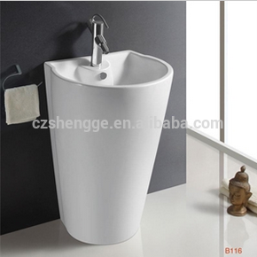 116 Fixing to wall with back one piece ceramic basin and ceramic sink
