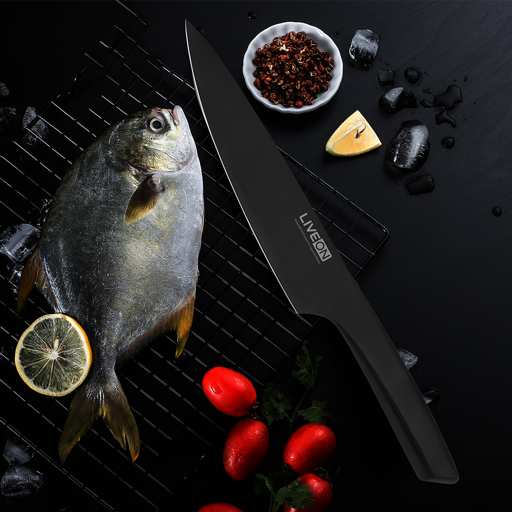 Coltello da chef Stream-line da 8 pollici in ossido nero