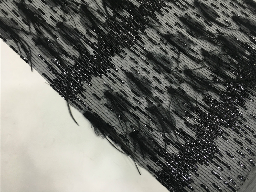 Feather Sequin Embroidery Fabric