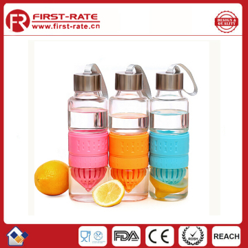 Healthy Life 500ml Lemon Juice Fruit Glass Water Bottle Infuser With Bottle Brush Borosilicate