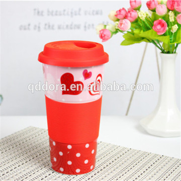 ceramic coffee mug with silicone lid,porcelain mug cup printing custom logo