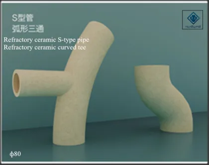 Refractory ceramic curved tee