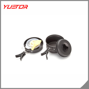 YUETOR Outdoor Camping Cookware, 10-in-1 Kits Portable Hiking Travel Backpacking Non-stick Cooking Ware Picnic Bowl Pot Pan Set