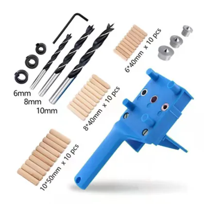 Dowelling Jig Set for Hand-Held Plank Connection and Drilling - 6/8/10mm for Joinery Woodworking