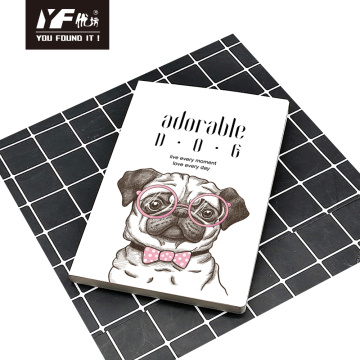 Adorable cuaderno con pegamento de tapa blanda estilo perro