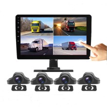 9 Zoll 4 Kanal -Fahrzeugmonitorsystem mit 2,5D Touch/Starlight Nachtsicht/360 ° Video/Sound -Rekord/Schleifenaufzeichnung