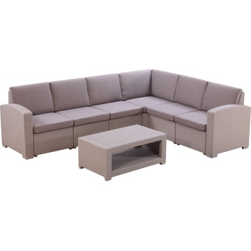 Patio Leisure Corner Rattan Set Sofá de mimbre para exteriores