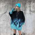 Women's Long Sleeve Flame Oversized Sweater