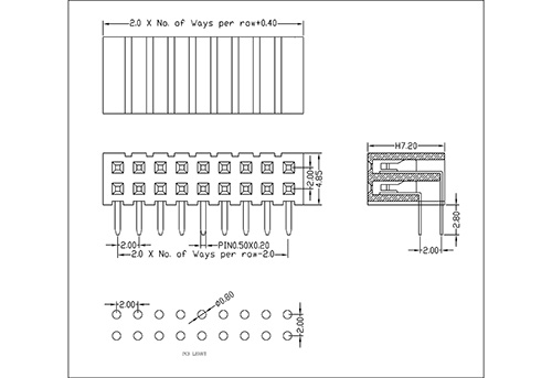 2.0 mm Female Header Dual Row Angle Type H7.2 FHDR06-XXDXXX