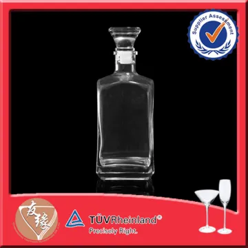 Clear Square 750ML Glass Spirit Bottles Decorative Bottle with Cork