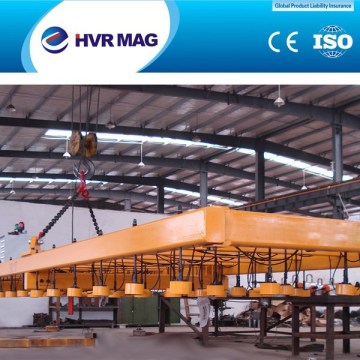Double magnets pole electromagnet lifter with crane for steel plate cutting line
