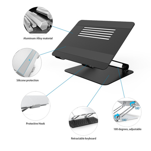 Suporte de suporte de suporte para notebook em liga de alumínio Riser