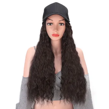 Aisi Hair Synthetic Baseball Hat with Hair Long Wave Women Hats Baseball Hat with Synthetic Hair Extensions for Girls