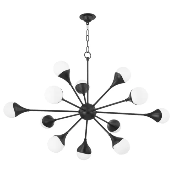 Matte Black 12-Light Adjustable Modern Sputnik Chandelier