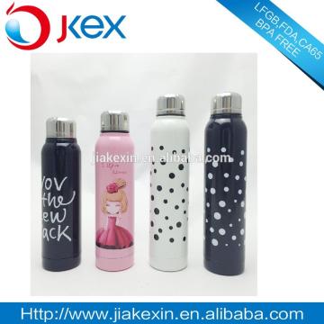 Double wall stainless steel small mouth thin body vacuum flask for ladies