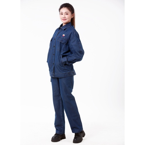 Keselamatan Coverall Seragam Biru Denim Anti-Statik Berfungsi