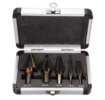 Hot sale 5Pcs Set Inch Round Shank Straight Flute HSS Step Drill Bit for Metal