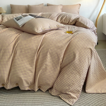 Luxury Wash Cotton Yarn Dyed Linen Bed Sheet Sets with Custom Prints