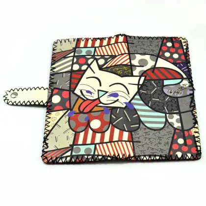 Cute Kitty Wallet - Hand Painted Leather Wallet Women Wallet Ladies Wallet