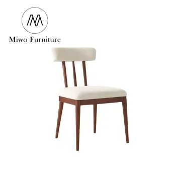 Modern Simple Retro Solid Wood Dining Chair - Oak Linen Fabric Armless Cafe Banquet Chair