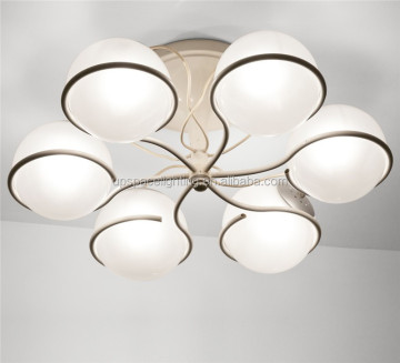 Contemporary Antique Gino Sarfatti 2042 Ceiling Lamp - White Glass and Iron Energy Saving Vintage Modern Decor