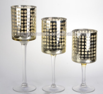3-tier yellow tall glass hurricane candle holder