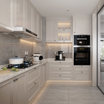 Modern French Open Kitchen Cabinet and Cooktop Customization