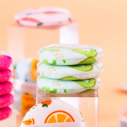 Fruit Printed Round Non-Latex Vegan Makeup Sponge