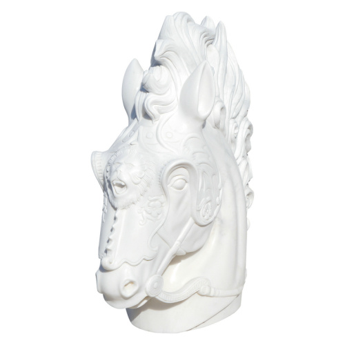 ホームオフィスのための白い大理石の馬の頭の像