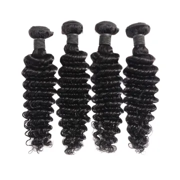 Human Hair Extensions 9A Natural Black Color Deep Wave Style Hair Bundles, Bulk Human Hair Extensions Bundles
