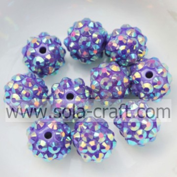 10*12MM Dark Purple AB Solid Resin Rhinestone Beads Necklace Accessory