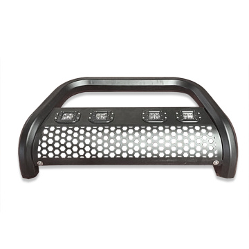 Universal honeycomb octagonal iron front bumper with light