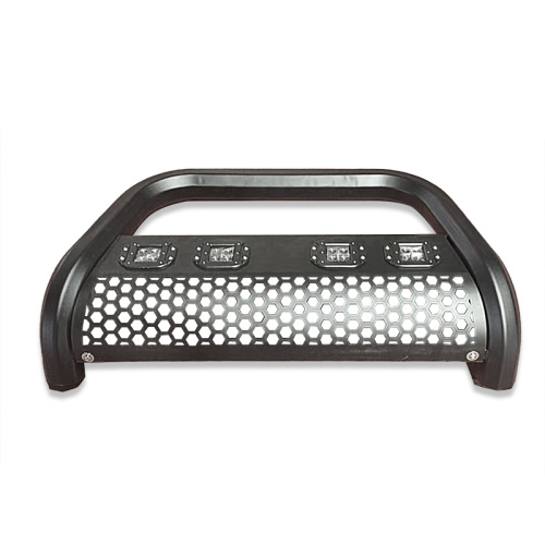 Universal honeycomb octagonal iron front bumper with light