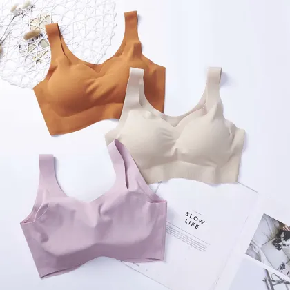 Seamless Ice Silk Wireless Padded Bra for Women - Sexy Sleep and Sport Bra