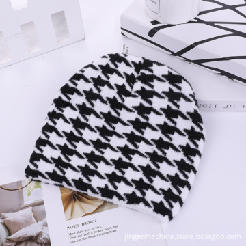 Women ribbed knit satin lined beanie hats