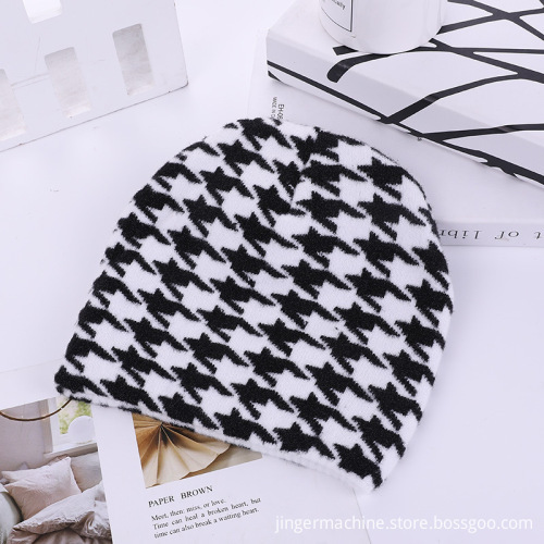 Women ribbed knit satin lined beanie hats