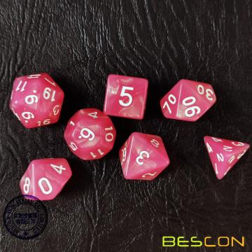 Bescon Moonstone Würfel Set Peachy, Bescon Polyhedral RPG Würfel Set Moonstone Effect