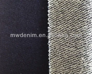 100% fleece knitted denim fabric supper 4 way stretch fabric alibaba china