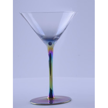 Handmade Long Rainbow Stemmed Clear Color Wine Goblet