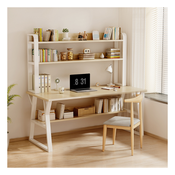 Einfacher Schlafzimmer -Studiencomputertisch mit integriertem Bücherregal