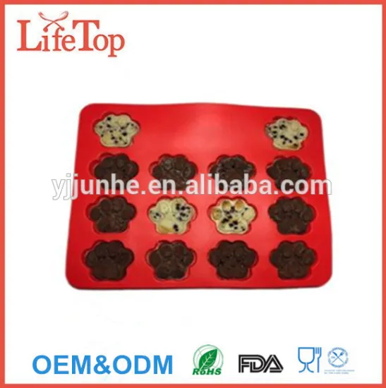 Premium Dog Treats Silicone Cookie Cake Pan Mold - Set of 2 - Bone-Shaped and Paw Prints