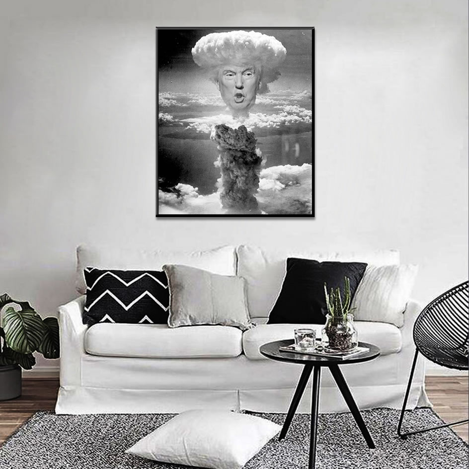 Donald Trump Mushroom Cloud Black White Posters And Prints Wall Pictures For Living Room Wall Art Decoration Canvas Painting