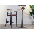 High Back Ash Wood Bar Chairs With Armrest Soft Cushion Commercial Bar Stools for Coffee Shop Bar Dessert Store