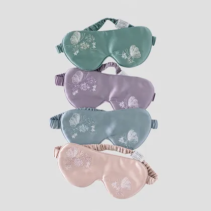 Embroidery custom Silk Eye Mask for home travel