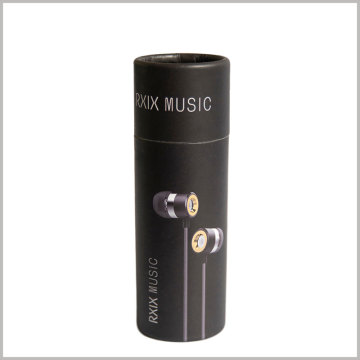 Custom Creative Black Cardboard Tube Packaging for Headphone