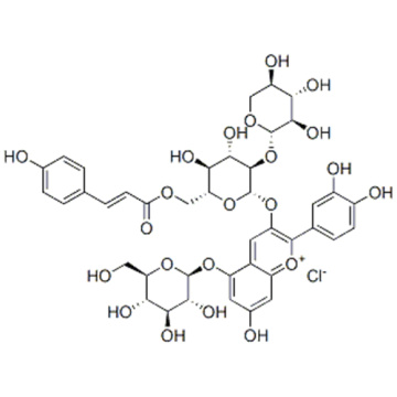 1-Benzopirilio, 2- (3,4-di-hidroxifenil) -5- (beta-D-glucopiranosiloxi) - 7-hidroxi-3 - ((6-O - ((2E) -3- (4-hidroxifenil) -1 -oxo-2-propenil) -2-O-beta-D-xilopiranosil-beta-D-glucopiranosil) oxi) -, cloreto CAS 139906-05-1