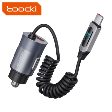 Toocki 65W Fast Charging Car Charger with Digital Display and USB-C Cable